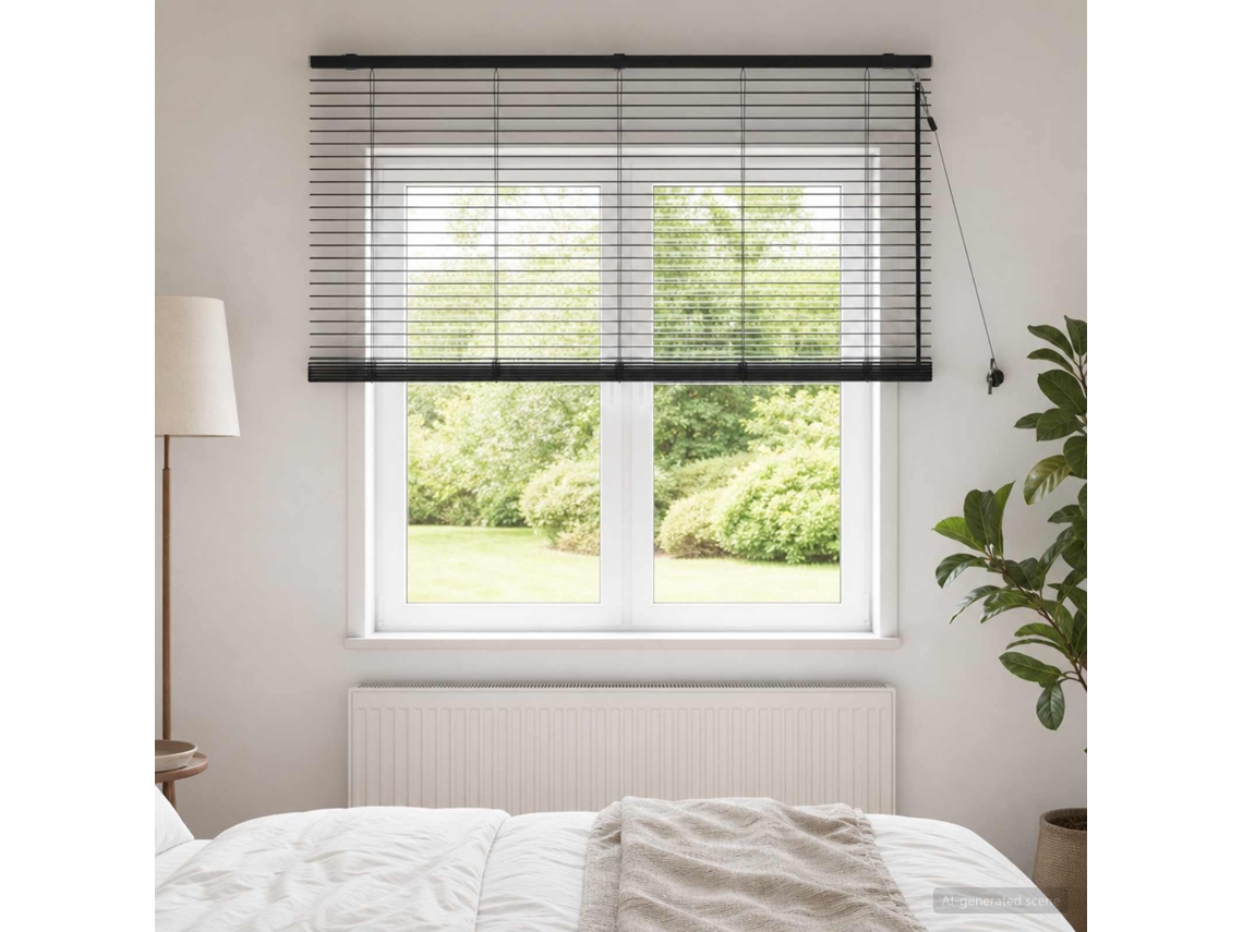 Vidaxl Cortina Veneziana Preto 130 X 130 Cm 35 Mm