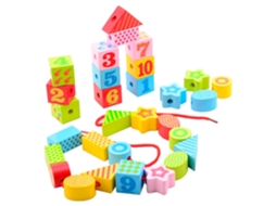 Conjunto De Contas De Madeira Para Enfiar, Brinquedo Educativo Multicolorido, Em Caixa De Armazenamento. Johntoy