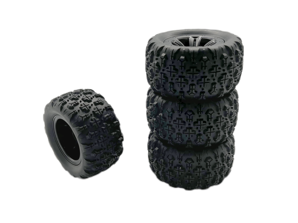Conjunto 4 Pneus Rodas Atualizados Wltoys 144010 Mjx 16208 16210 Scy Mnrc Mn128 Monster Truck Rc 1/12 1/14 1/16 Modelos Carros Veículos MDUG