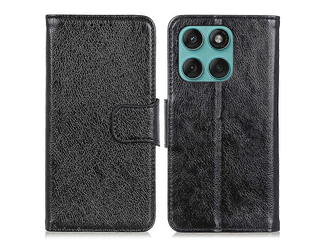 Capa Tipo Carteira Em Couro Rachado Com Textura Napa Para Motorola Edge 60 5g / 60 Fusion 5g, Preta