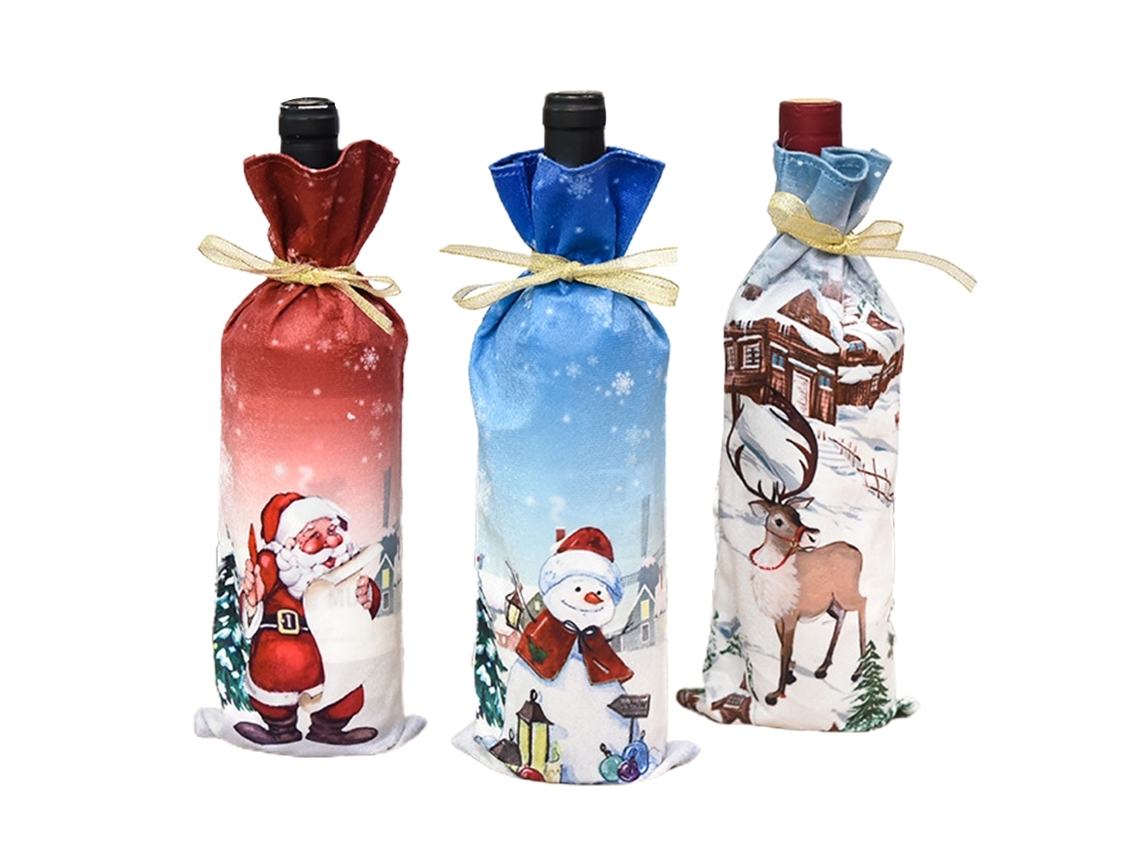 3pcs Capuz de Garrafa de Vinho Natalino Reutilizável | S/MARCA