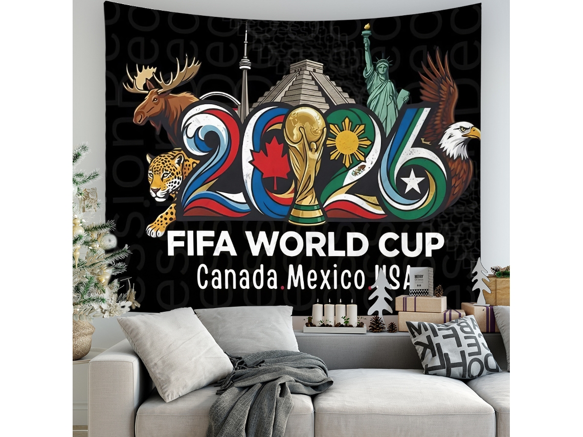 Tapeçaria parede copa do mundo fifa 2026 Canadá México EUA, tapete decorativo 180x230cm STELASPLEN