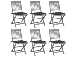 Cadeiras Dobráveis Externas C/ Almofadões 6 Pcs Acácia Maciça Dkd Home Decor