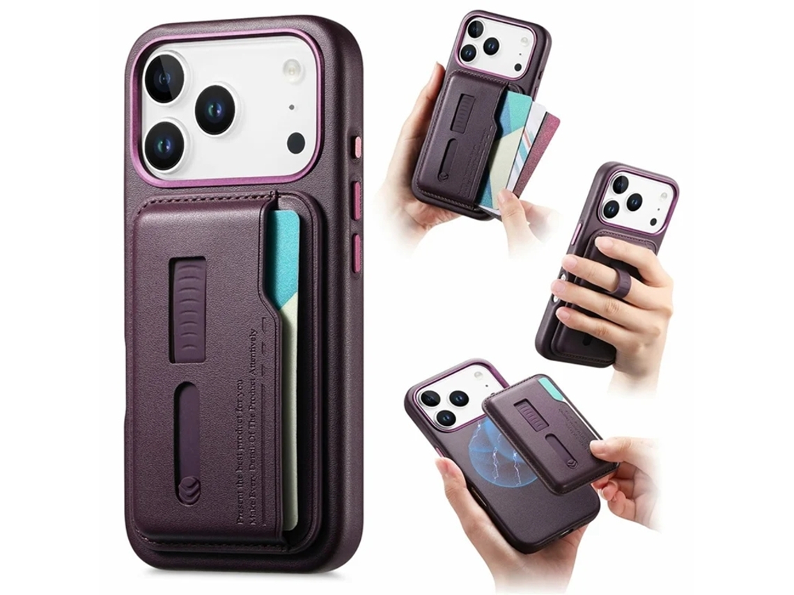 Capa Para Iphone 17 Pro Max Com Magsafe E Porta-cartões Removível - Roxa