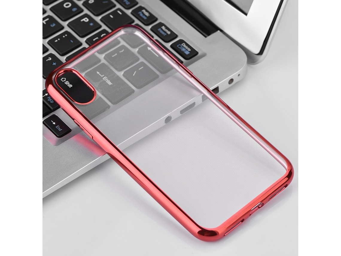 Capa LAXISCREED Apple X Tpu Eletroplateada Vermelha Anti Choque