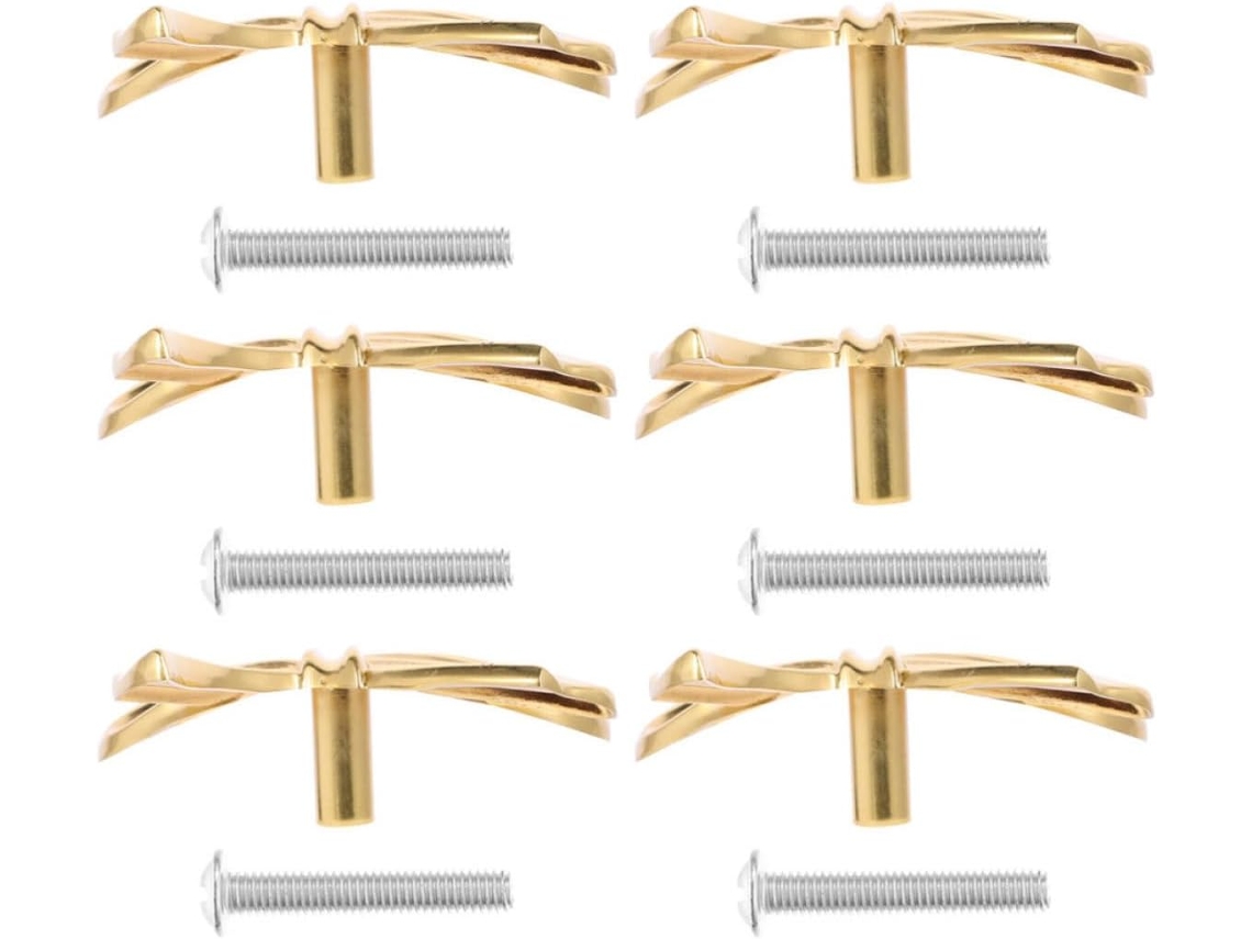 Conjunto De 6 Puxadores Em Forma Laço Dourados Latão Para Armários, Estilo Antigo, Para Decoração De Casa