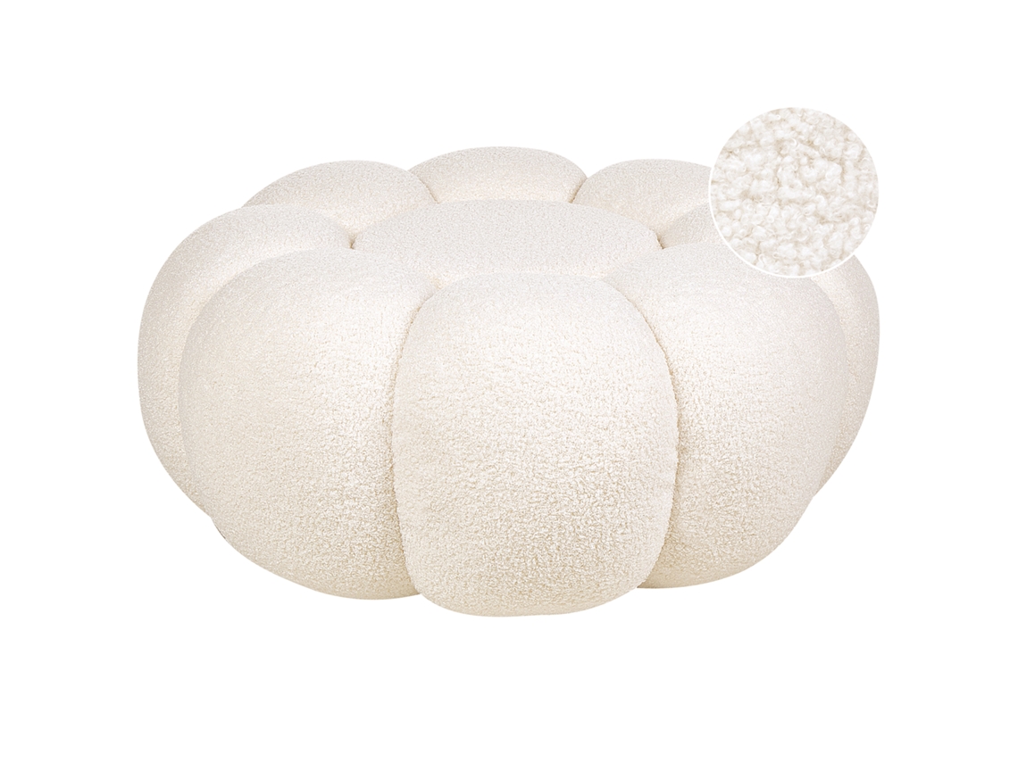 Pufe BELIANI Beaufort de Bouclé Branco Creme 60x60x27