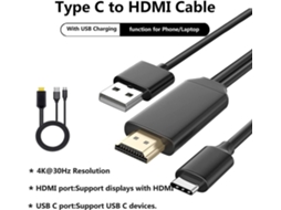 Adaptador Usb c para Hdmi , Cabo Hdmi, com Carregamento. AQUAFORGE (4k a 60hz)