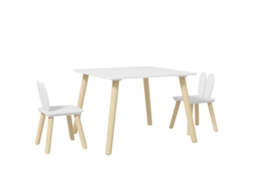 Conjunto De Mesa E Cadeiras Infantil, Material Durável, Montagem Fácil, Mesa 60x60x44 Cm, Cadeira 26,5x26,5x47 Cm, Branco