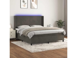 Vidaxl Cama Box Spring C/ Colchão/led 160x200cm Veludo Cinzento-escuro