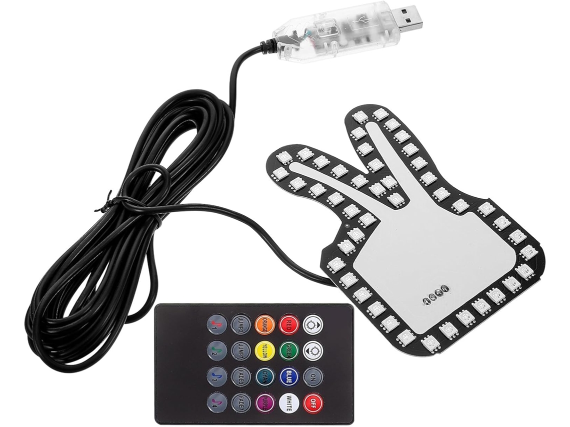 Luz De Dedo Led Interativa Outanaya Para Carros, Em Pvc, Com Funções De Aviso E Gestos As Mãos, Para Prevenir Colisões