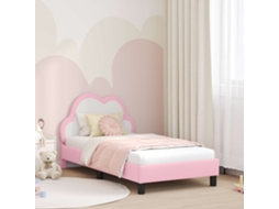 Vidaxl Estrutura De Cama Infantil Com Cabeceira Rosa 80 X 160 Cm Pu