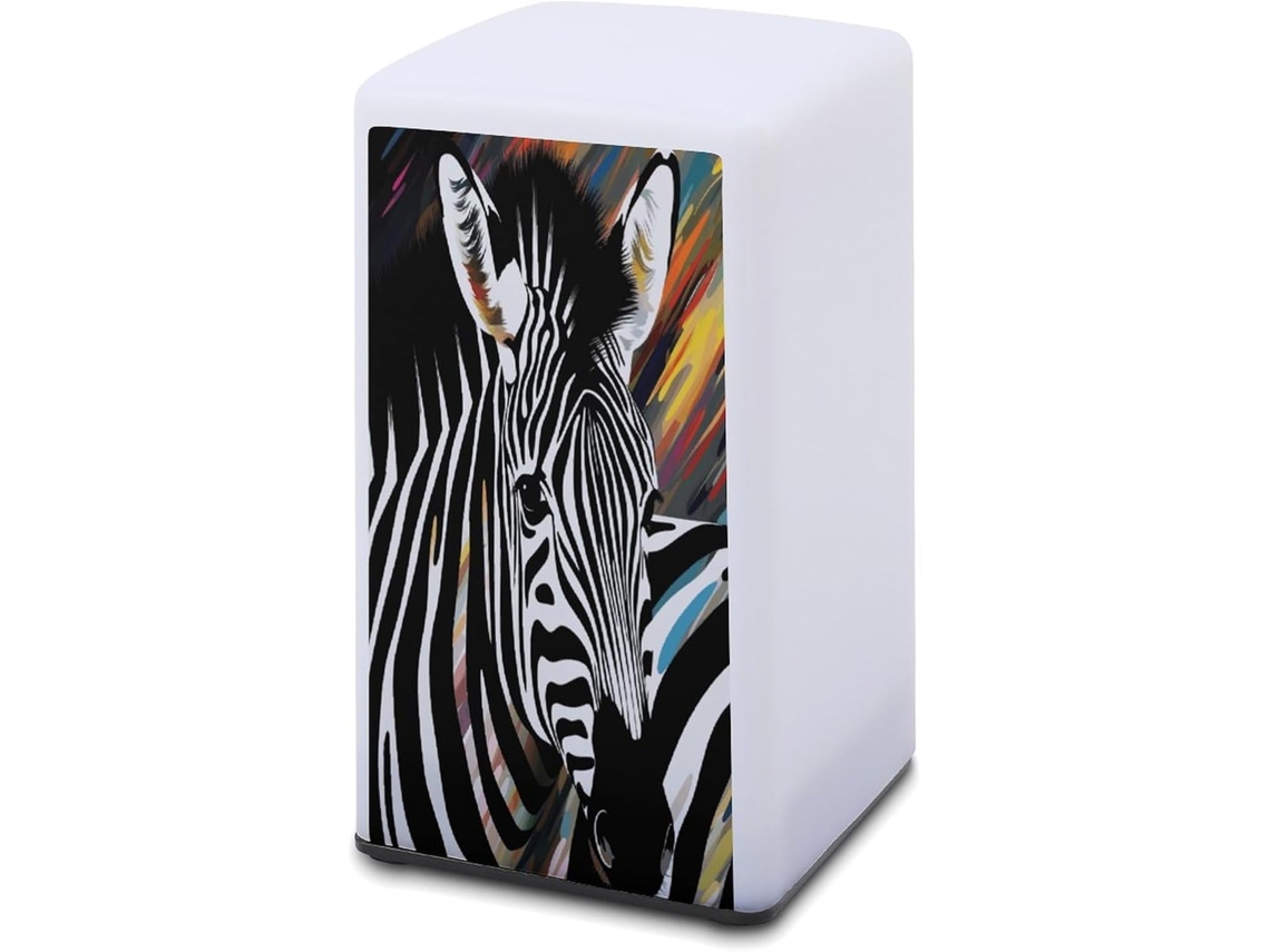 Luminária De Mesa A Bateria Estampa Abstrata Zebra Leitura Para Escritório, Quarto, Proteção Ocular E Economia De