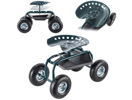 Cadeira de jardim 2 em 1 Kadax com rodas, banco de jardim, caixa de armazenamento, ferramentas