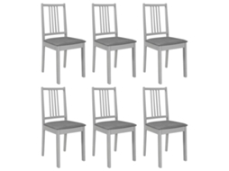 Vidaxl Cadeiras De Jantar Com Almofadões 6 Pcs Madeira Maciça Cinzento