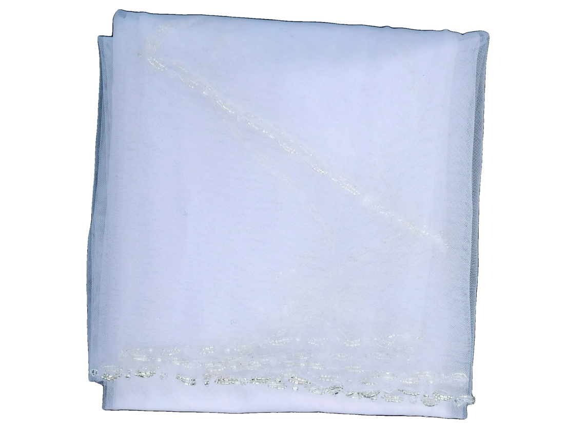 Véu De Noiva, Estilo Catedral, Borda Perolada, Branco-a, 100cm