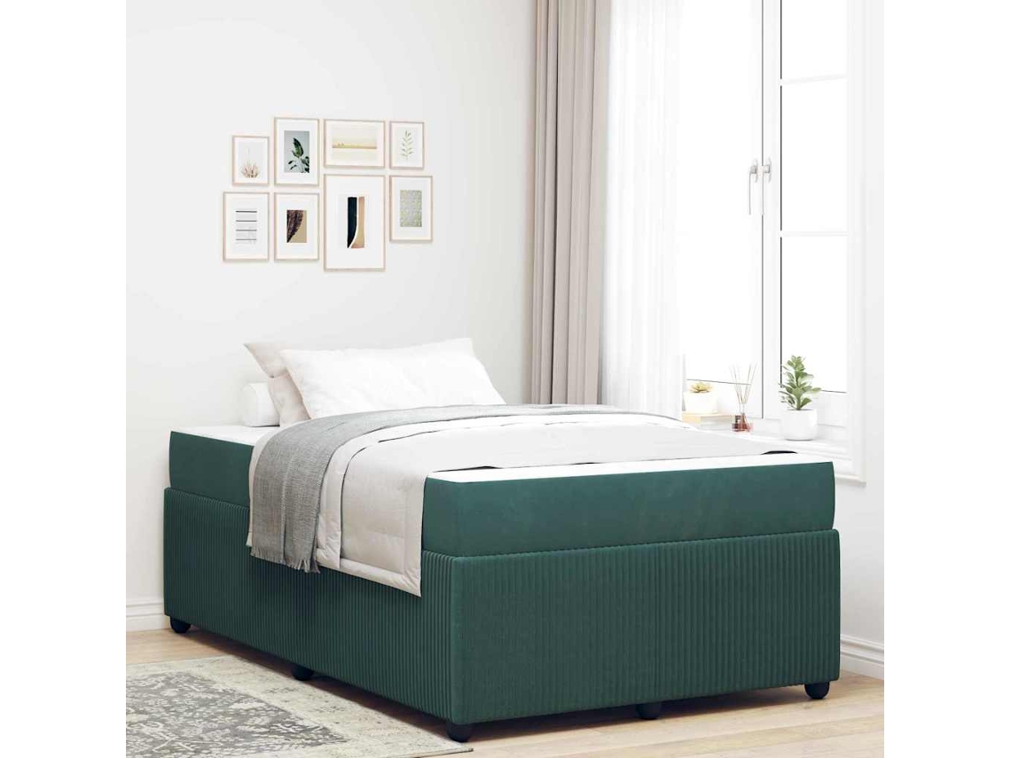 Vidaxl Estrutura Da Cama Verde Escuro 120 X 190 Cm Tecido