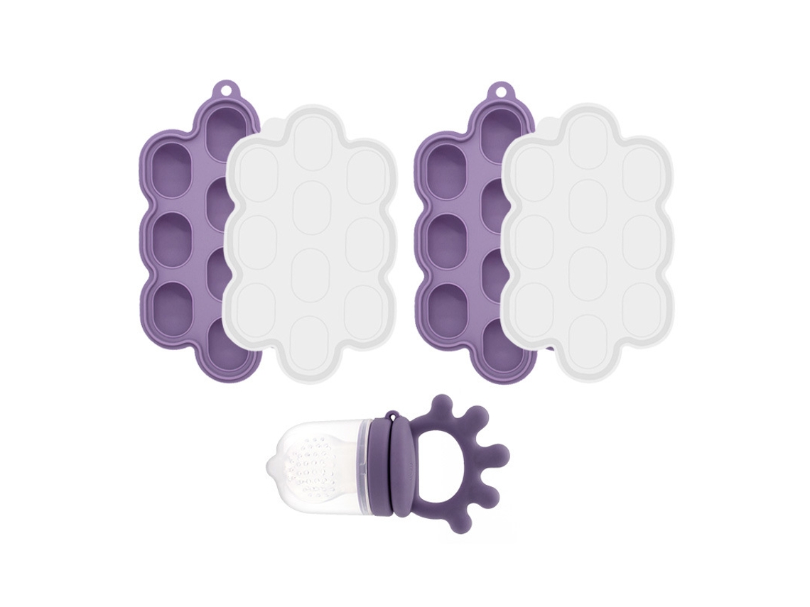 Conjunto Alimentador Bebé CHRUI 6+ Meses com Molde Picolé Silicone Macio (roxo)