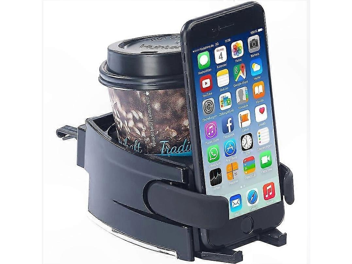 Suporte 2 Em 1 Para Copo E Celular Em Saída De Ar, Base Para Bebida 7x5cm Com Espaço Para Telefone, Preto
