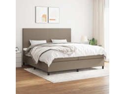 Vidaxl Cama Com Molas/colchão 200x200 Cm Tecido Castanho-acinzentado