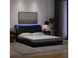 Vidaxl Estrutura de Cama com Led Sem Colchão Hvar 160x200 Cm Tecido Preto