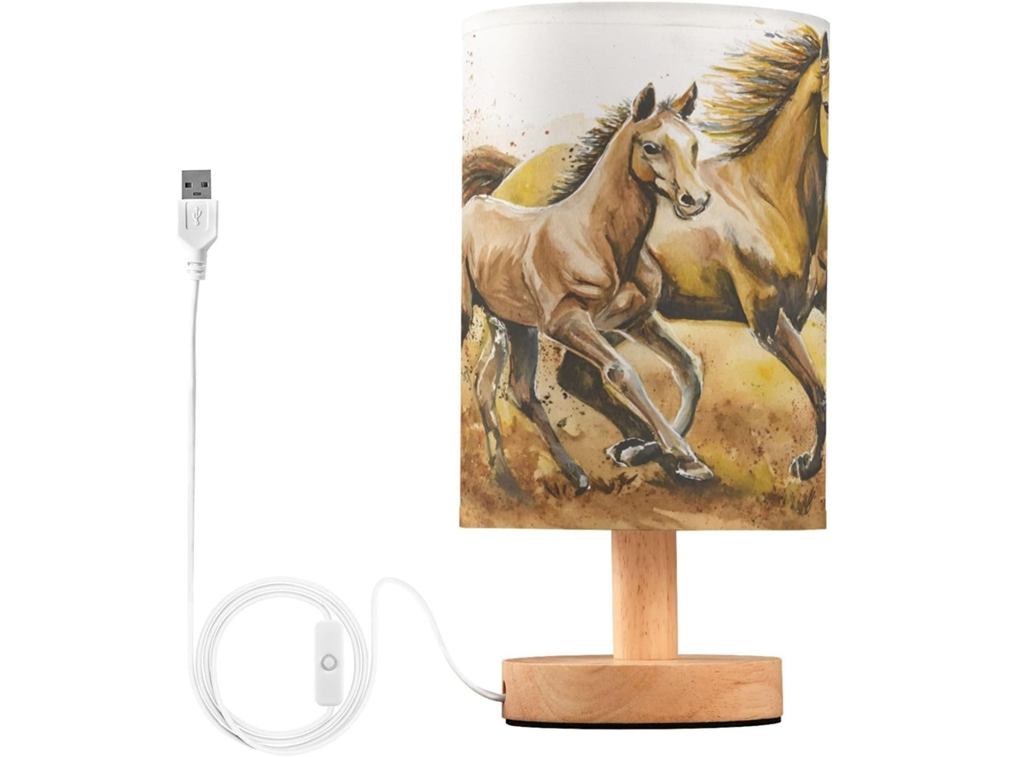 Abajur De Cabeceira Mnsruu Com Cavalo, Potro Do Deserto, Estilo Faroeste, Para Mesa, Com Cúpula De Tecido, Ideal Para