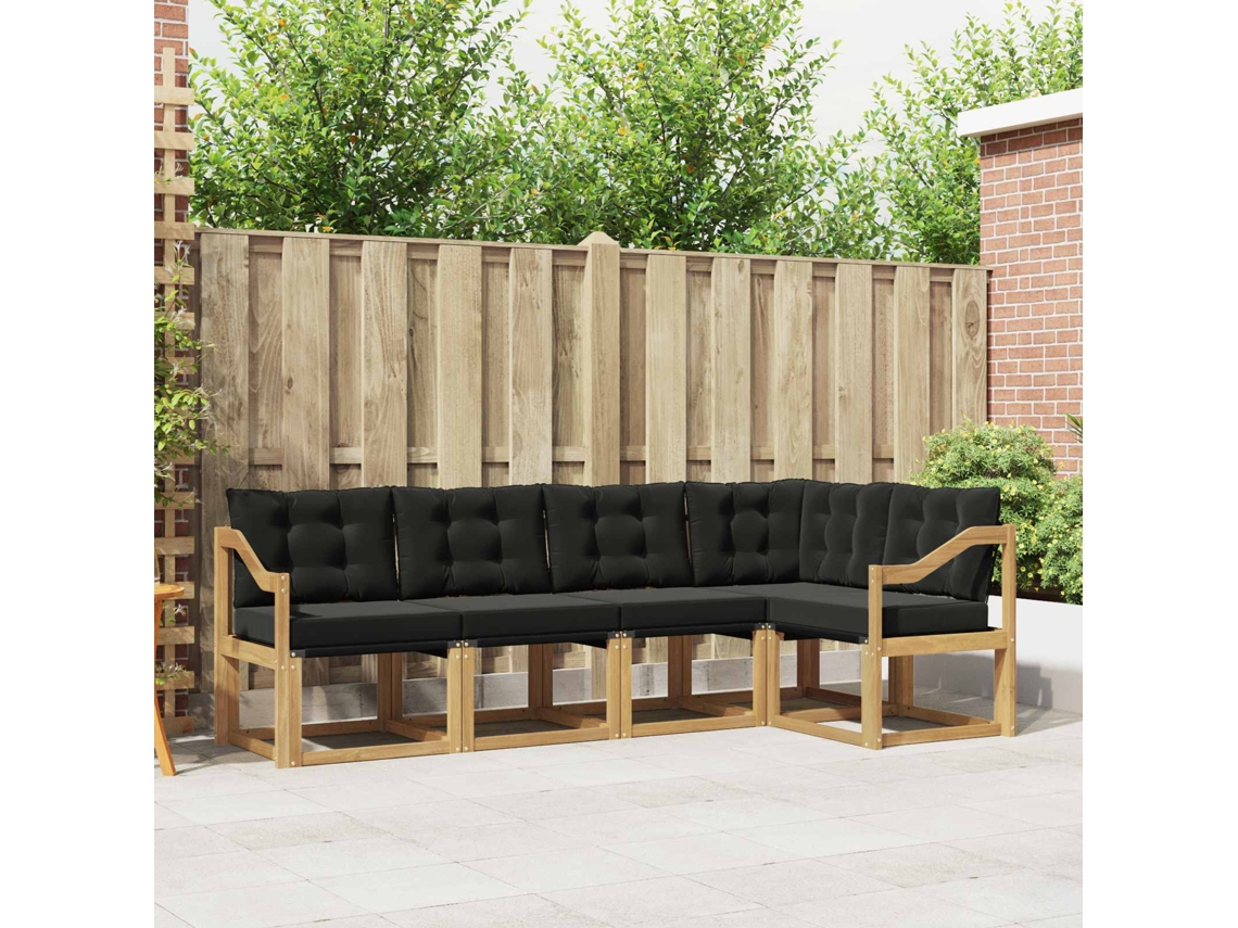 Vidaxl Conjunto De Sofás Para Exterior 5 Unid. Branco E Preto
