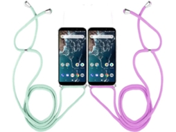 2x Capa Xiaomi MI A2 HONGWE. Com corda Transparente, Verde, Violeta