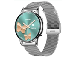 Smartwatch com Display Amoled Full-Touch de 1 32 Polegadas Chamadas Bluetooth Recursos de Saúde Feminina e Design Redondo Prata YEMAESRE