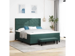 Vidaxl Cama Box Com Cabeceira Verde-escuro 200 X 180 Cm Veludo