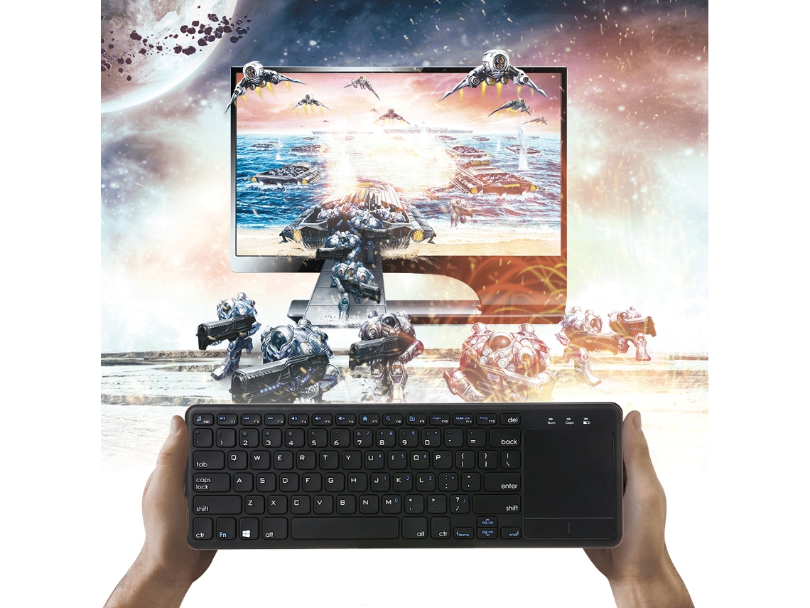 Teclado Sem Fio 2.4g Com Touchpad Multitoque Ultra-fino Receptor Usb