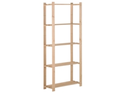 Vidaxl Unidade Arrumação 5 Prateleiras 80x28,5x170 Cm Pinho Maciço