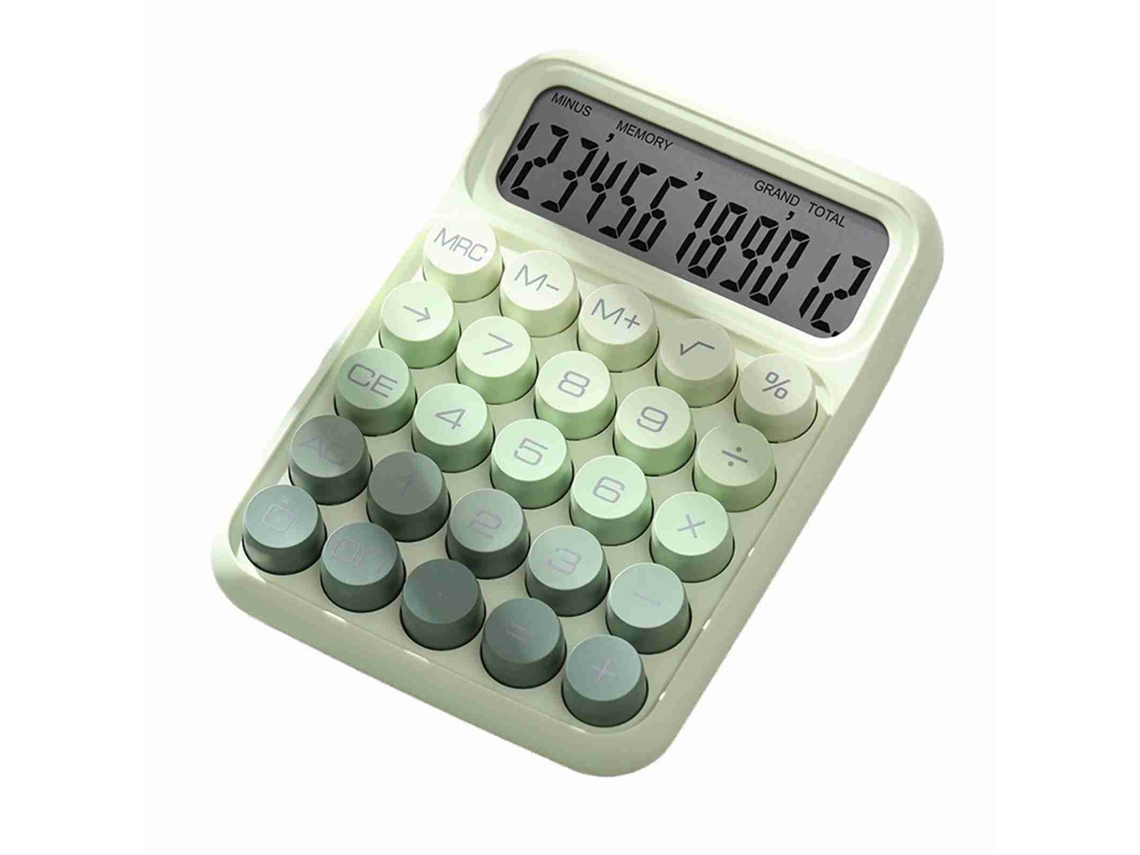 Calculadora Bonita 12 Dígitos Botões Grandes Tela Clara Estilo Para Estudantes Contadores Verde