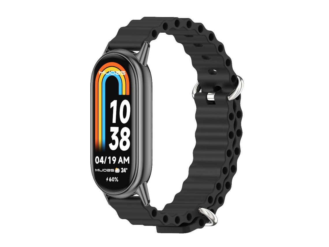 Bracelete de Smartwatch para Xiaomi Mi Band 8 Mijobs respirável de silicone marinho (preta)