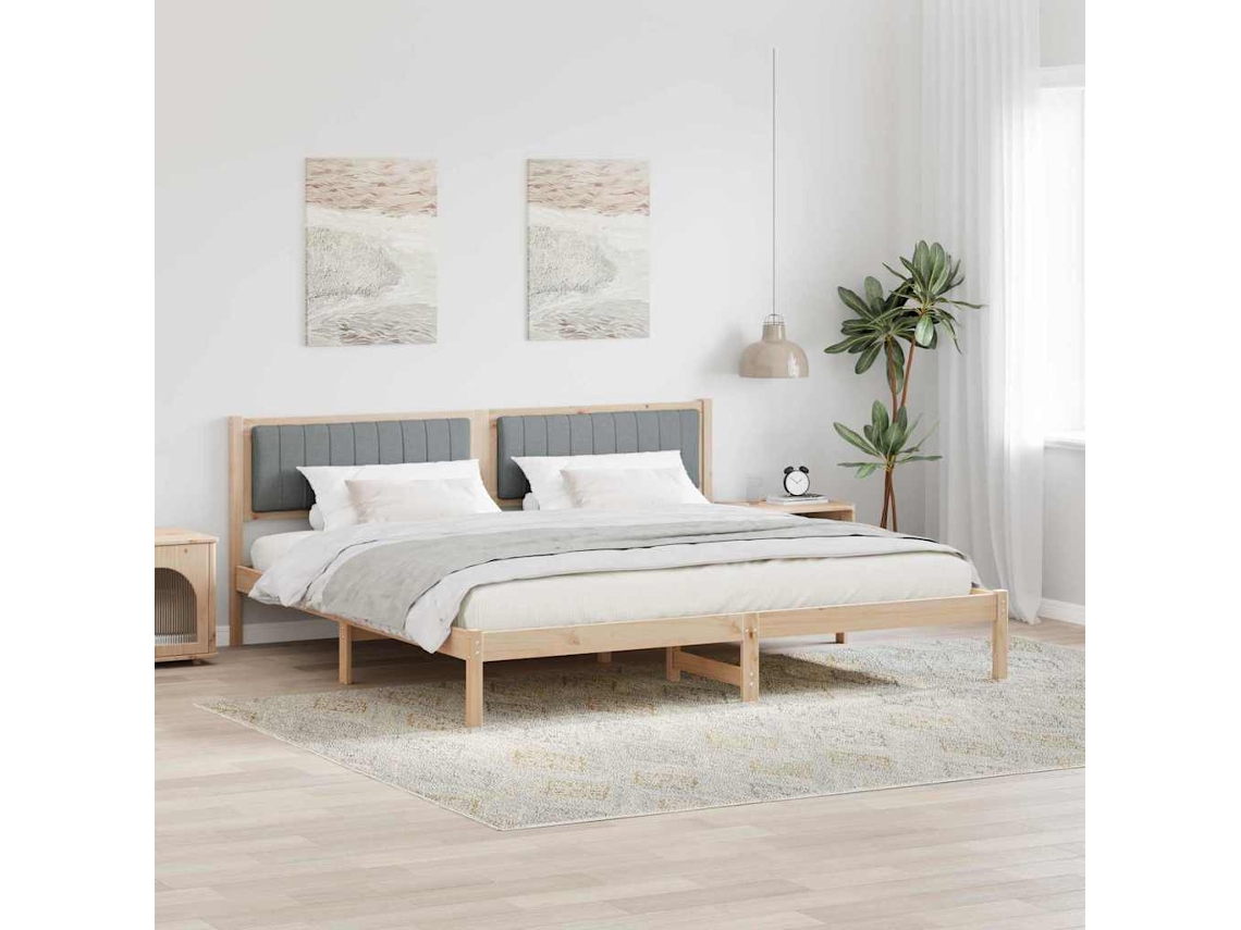 Vidaxl Estrutura Da Cama Com Cabeceira Cinzento-claro 200 X 200 Cm