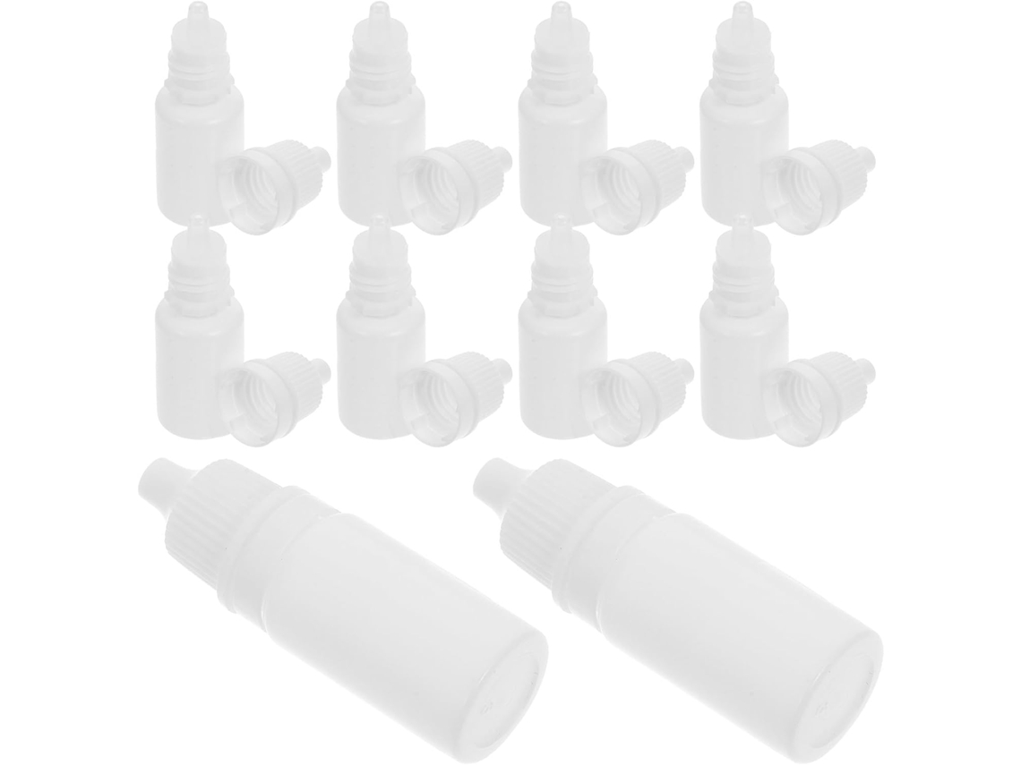 Conjunto De 10 Mini Frascos Conta-gotas De Plástico Branco, Flexíveis