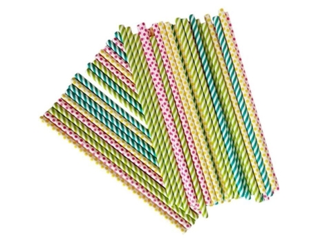 Conjunto de 50 canudos de papel listrados multicoloridos para festa, aniversário, coquetel tamanho 20 cm Siroco