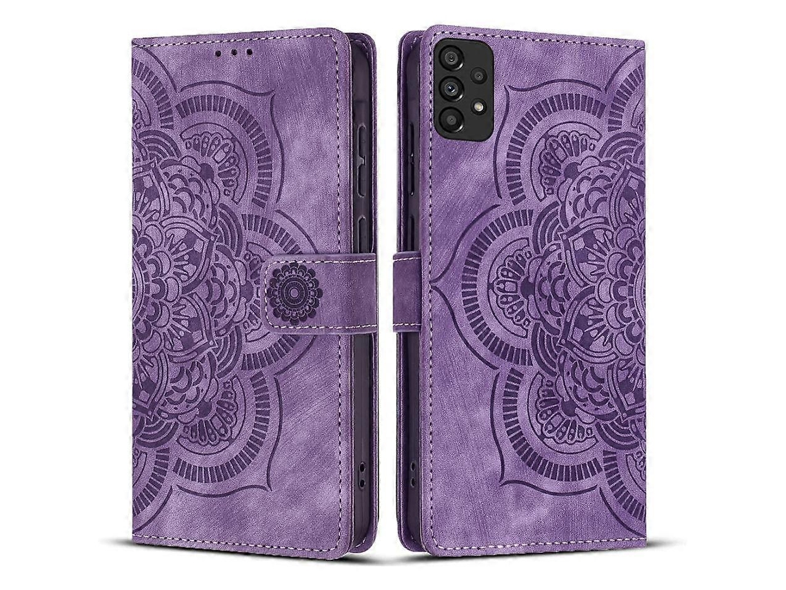 Capa De Celular De Couro Fosco Retrô Com Estampa De Mandala
