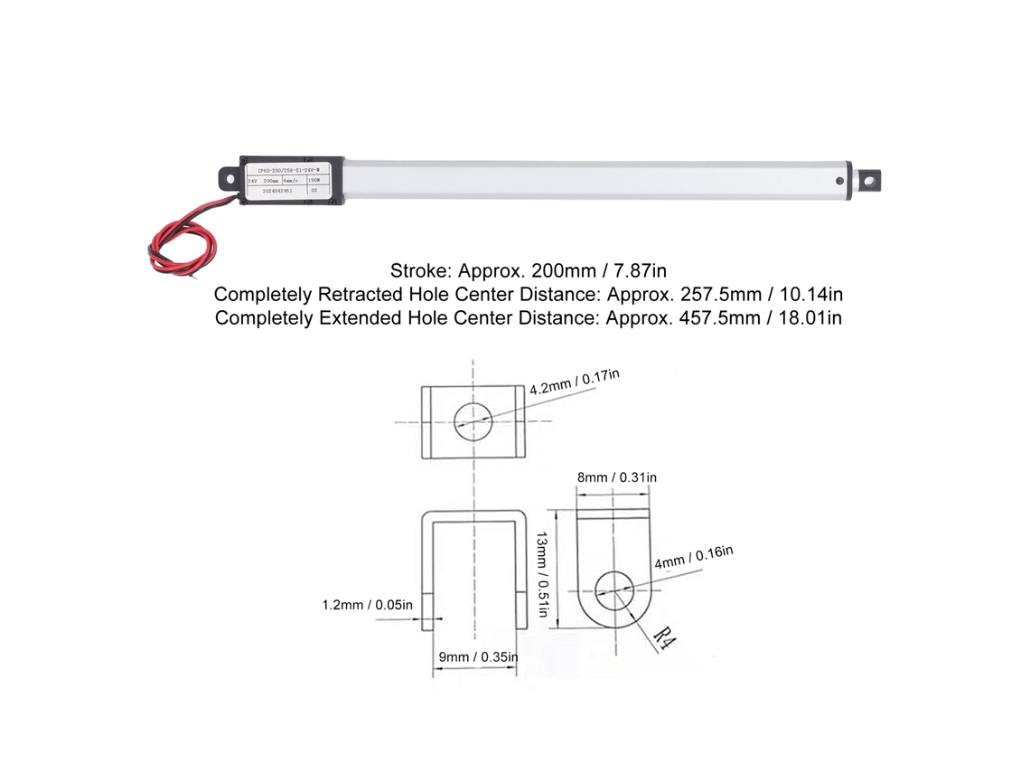 Atuador Linear Elétrico 200mm 24v 150n Ipx4