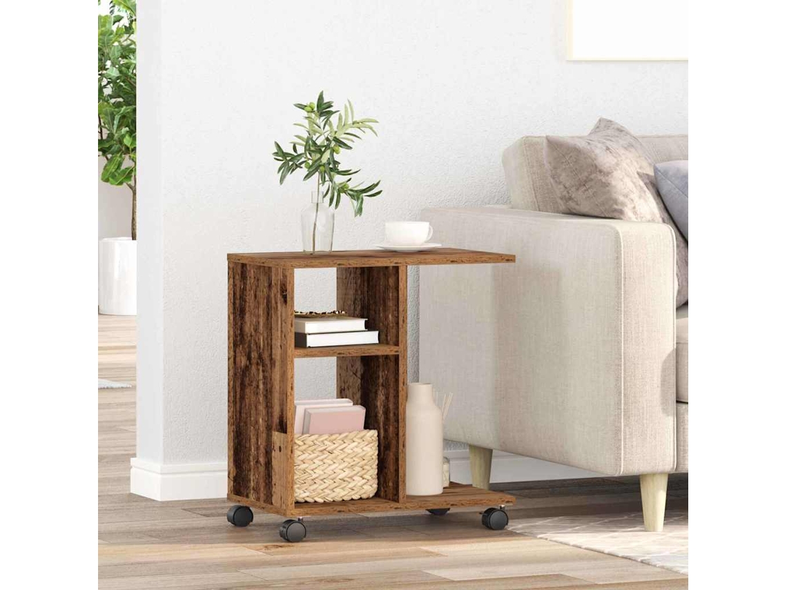 Vidaxl Mesa Lateral Madeira Antiga 50 X 30 X 55 Cm