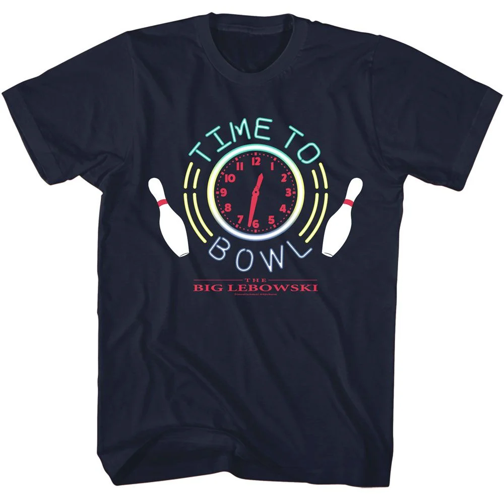 Rockinstone The Big Lebowski Time To Bowl Navy Adult T-shirt Size:s