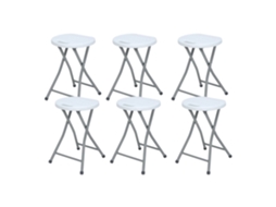 Pack De 6 Bancos Dobráveis ​​em Resina E Aço 31x45cm Branco 7house 7h Seven House