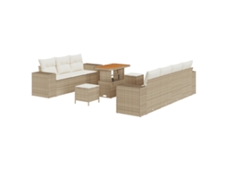 Conjunto 10 Sofá De Jardim Vidaxl Bege Madeira De Acácia Maciça (276 X 62 X 85 Cm)