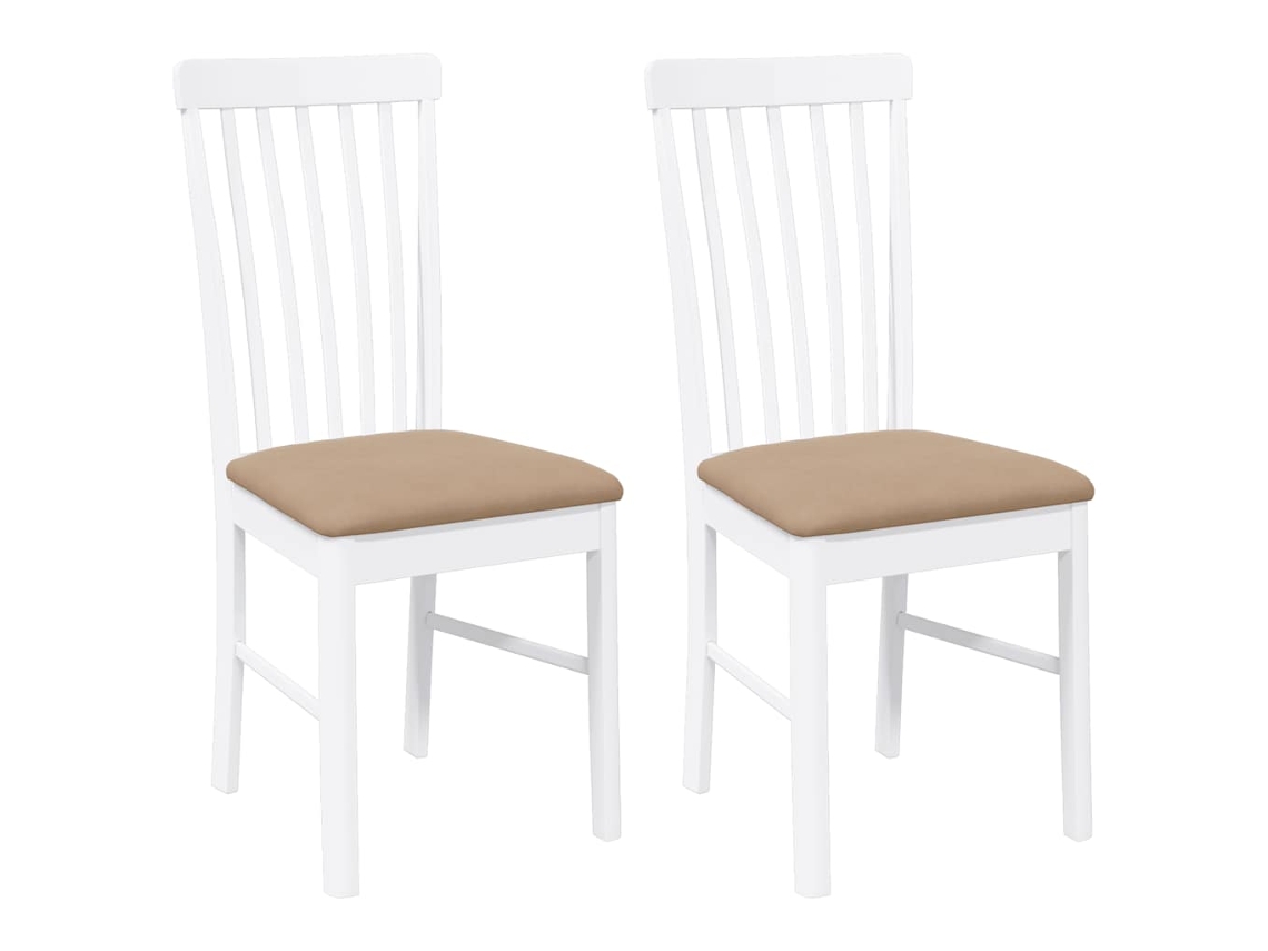Maison Exclusive - Cadeiras De Jantar Com Almofadões 2 Pcs Madeira Maciça Branco