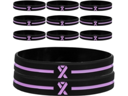 Conjunto de 30 pulseiras de silicone em homenagem à luta contra o câncer de mama.