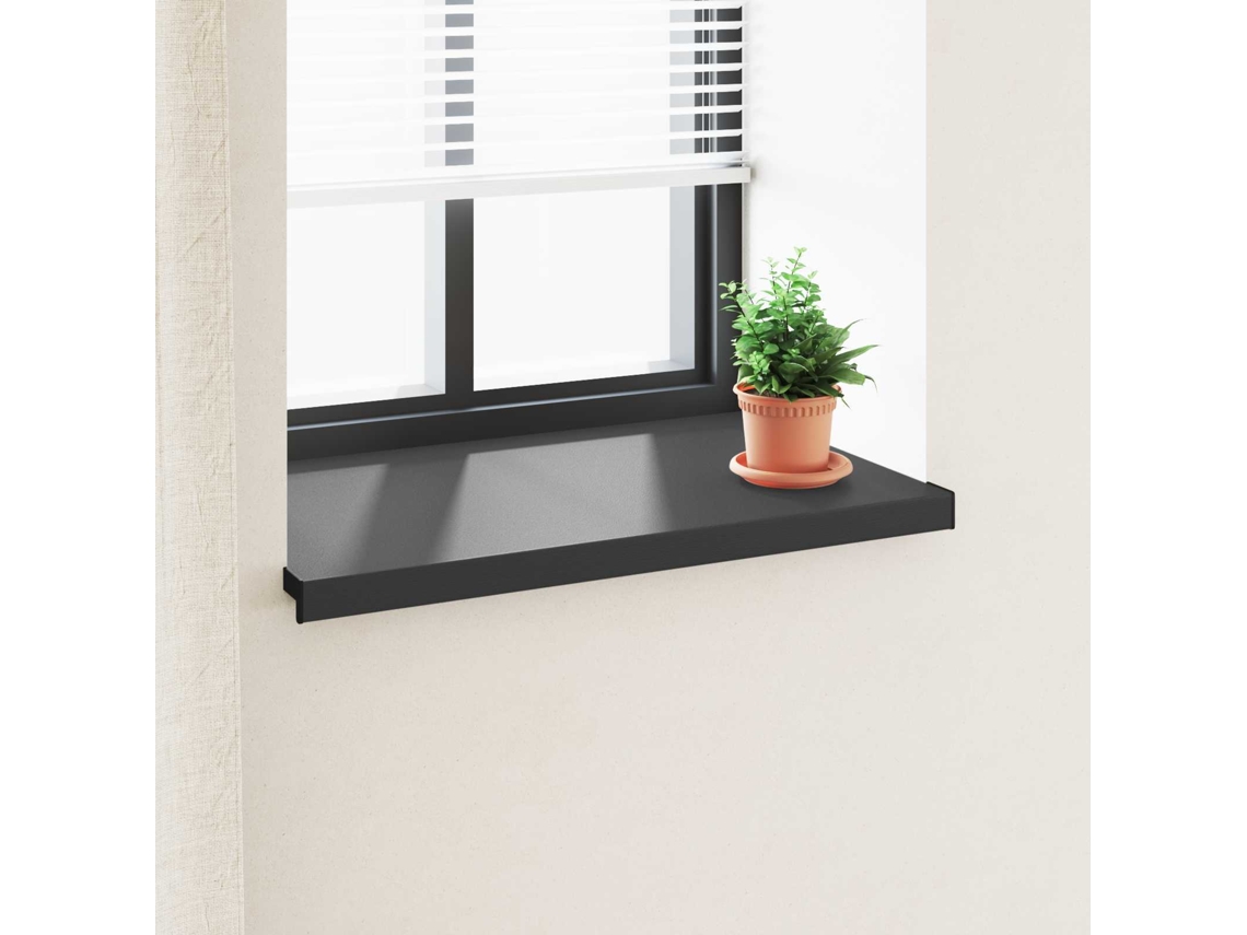 Vidaxl Soleira De Janela Preto Com Veios De Madeira 80 X 50 X 4,5 Cm