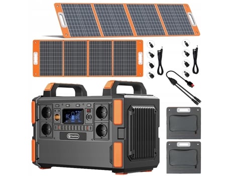 Gerador solar portátil Flashfish F132 de 1000 W, 1048 Wh, 352.800 mAh, 2 painéis solares de 100 W