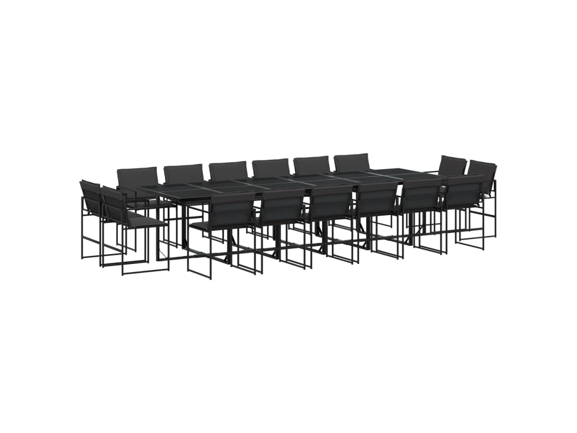 Maison Exclusive - 17 Pcs Conj. De Jantar P/ Jardim C/ Almofadões Textilene Preto