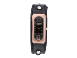 Relógio de Pulso Masculino Vintage de Quartzo com Pulseira de Pu Preto