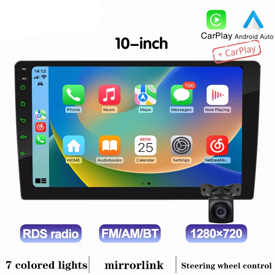 Sistema Multimídia Automotivo Android 2din Com Navegação Carplay Sem Fio (7-10 Polegadas)